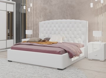 Спальная кровать Dario Slim 160x200, Экокожа (Белый) в Ульяновске
