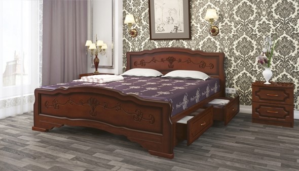 Кровать с выкатными ящиками Карина-6 (Орех) 180х200 в Ульяновске - изображение