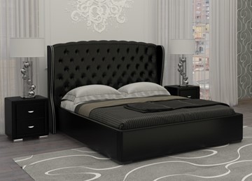 Кровать спальная Dario Grace 140x200, Экокожа (Черный) в Ульяновске