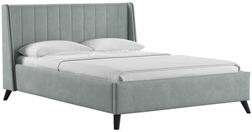 Спальная кровать Мелисса 140, арт. Тори 61 велюр (серебристый серый) + кроватное дно в Ульяновске