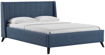 Кровать 1.5-спальная Мелисса 140, арт. Тори 83 велюр (серо-синий) + кроватное дно в Ульяновске