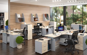 Мебель для персонала OFFIX-NEW для 4 сотрудников с двумя шкафами в Ульяновске - предосмотр 1