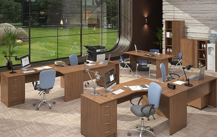 Офисный набор мебели IMAGO три стола, 2 шкафа, стеллаж, тумба в Ульяновске - изображение