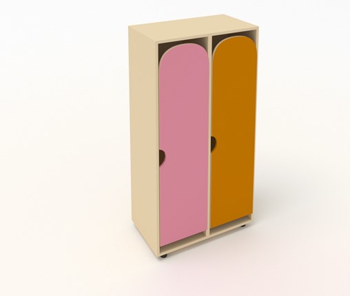 Детский двухдверный шкаф ШГ2 Беж+Оранжевый+Розовый в Ульяновске - изображение