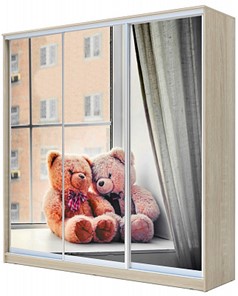 Детский шкаф ХИТ 23-20/2-777-26, Мишки на окне, Дуб Сонома в Ульяновске