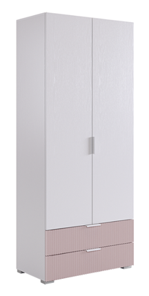 Двухдверный шкаф Зефир 108.01 (белое дерево/пудра розовая (эмаль)) в Ульяновске - изображение