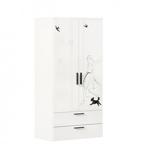 Шкаф 2-створчатый комбинированный Джоли ЛД 535.040, Серый шелк в Ульяновске - предосмотр