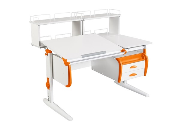 Детский стол-трансформер 1/75-40 (СУТ.25) + Polka_zz 1/600 (2 шт.) + Tumba 3  белый/белый/Оранжевый в Ульяновске - изображение