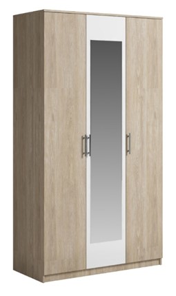 Шкаф 3 двери Светлана, с зеркалом, белый/дуб сонома в Ульяновске - изображение