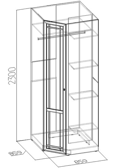 Распашной угловой шкаф Sherlock 63+ фасад стандарт, Дуб Сонома в Ульяновске - изображение 2