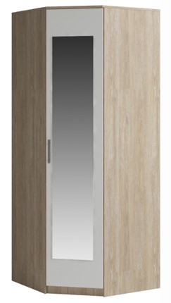 Распашной угловой шкаф Светлана, с зеркалом, белый/дуб сонома в Ульяновске - изображение