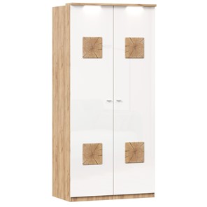 Шкаф двухстворчатый Фиджи с декоративными накладками 659.237, цвет белый в Ульяновске