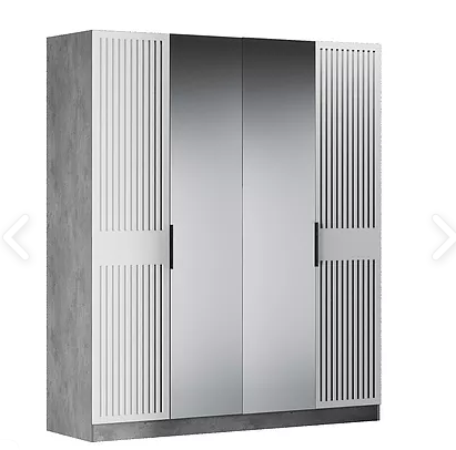 Шкаф четырехдверный Бержер, 2 двери глухие + 2 шт с зеркалом в Ульяновске - изображение