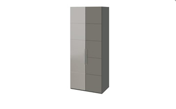 Распашной шкаф Наоми с 1 зеркальной левой дверью, цвет Фон серый, Джут СМ-208.07.04 L в Ульяновске