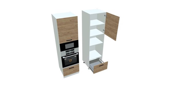 Кухонный шкаф-пенал П7 3, Дуб крафт/Белый в Ульяновске - изображение