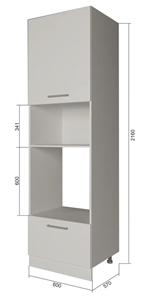 Кухонный шкаф-пенал П7 3, Серый/Белый в Ульяновске
