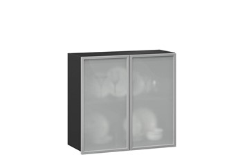 Кухонный шкаф 800, Шервуд, со стеклом ЛД 281.361.000.030, серый/черный в Ульяновске