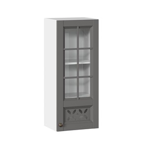 Шкаф навесной Амели-3 400 высокий со стеклом ЛД 299.420.000.040, Белый/Оникс серый в Ульяновске