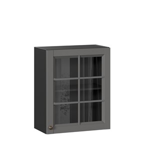 Шкаф настенный Амели-3 600 со стеклом ЛД 299.350.000.032, Черный/Оникс серый в Ульяновске