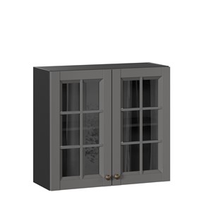 Навесной кухонный шкаф Амели-3 800 со стеклом ЛД 299.360.000.036, Черный/Оникс серый в Ульяновске