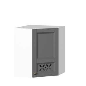Кухонный навесной шкаф Амели-3 угловой 600 ЛД 299.610.000.055, Белый/Оникс серый в Ульяновске