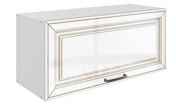 Шкаф на кухню Атланта L800 Н360 (1 дв. гл.) эмаль (белый/белый глянец патина золото) в Ульяновске