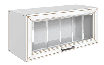Кухонный шкаф Атланта L800 Н360 (1 дв. рам.) эмаль (белый/белый глянец патина золото) в Ульяновске