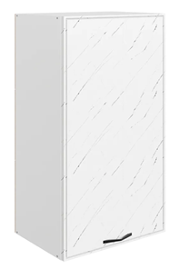Шкаф настенный Монако L450 Н900 (1 дв. гл.), белый/мрамор пилатус матовый в Ульяновске