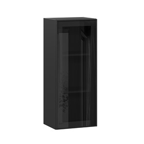Шкаф навесной высокий со стеклом 400 Индиго ЛД 298.420.000.068, Чёрный/Чёрный в Ульяновске
