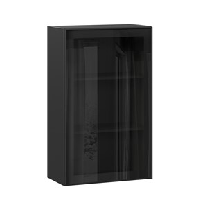 Настенный шкаф высокий со стеклом 600 Индиго ЛД 298.450.000.170, Чёрный/Чёрный в Ульяновске