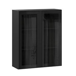 Шкаф кухонный высокий со стеклом 800 Индиго ЛД 298.460.000.156, Чёрный/Чёрный в Ульяновске
