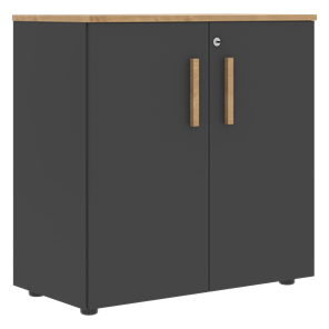 Шкаф широкий низкий с малыми дверцами FORTA Графит-Дуб Гамильтон  FLC 80.1(Z) (798х404х801) в Ульяновске