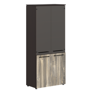 Шкаф колонка со стеклянными и глухими дверями MORRIS  Дуб Базель/Венге Магия MHC 85.2 (854х423х1956) в Ульяновске