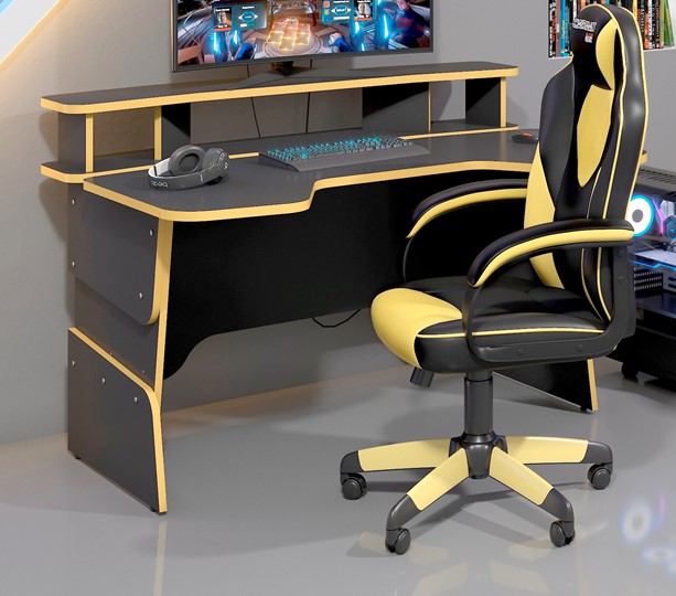 Компьютерный стол SKILLL STG 1390, Антрацит/ Желтый бриллиант в Ульяновске - изображение 3