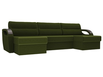 Большой П-образный диван Форсайт, Зеленый (микровельвет) в Ульяновске