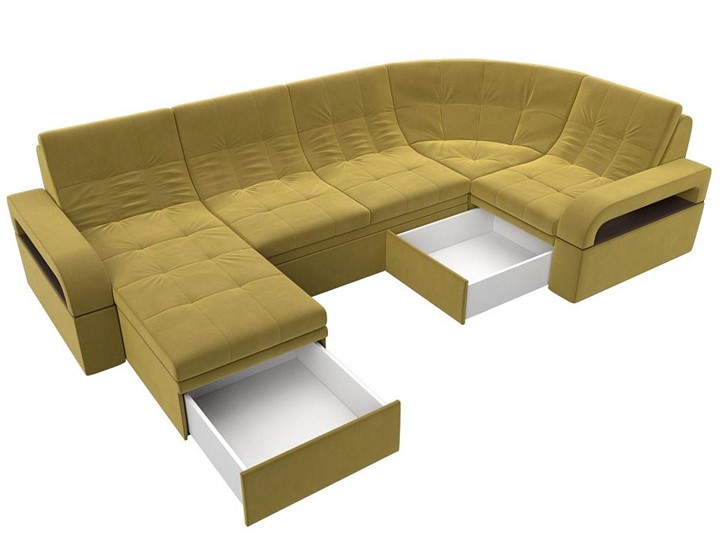 П-образный диван Лига-035, Желтый (Микровельвет) в Ульяновске - изображение 2