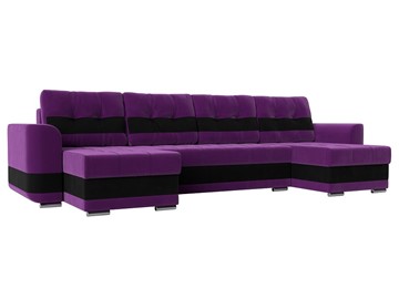 П-образный диван Честер, Фиолетовый/черный (вельвет) в Ульяновске