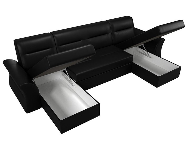 Большой П-образный диван Клайд, Черный (Экокожа) в Ульяновске - изображение 2