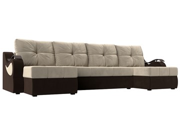 П-образный диван Меркурий П, Бежевый/коричневый (вельвет) в Ульяновске