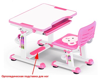 Растущая парта и стул Mealux BD-08 Teddy, pink, розовая в Ульяновске