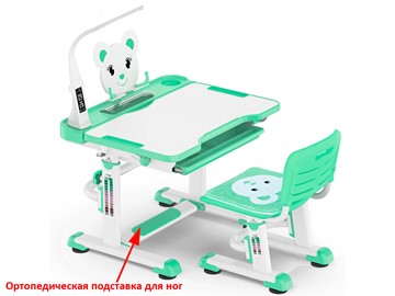 Растущий стол и стул Mealux EVO BD-04 Teddy New XL, с лампой, green, зеленая в Ульяновске