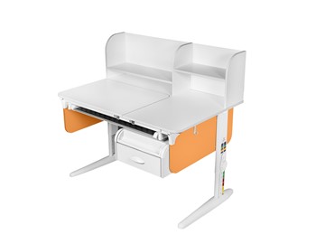 Детский стол-трансформер Lp/70-45 (СУТ.62 PRO) + Tumba 8 с лотком белый/белый/оранжевый в Ульяновске - предосмотр