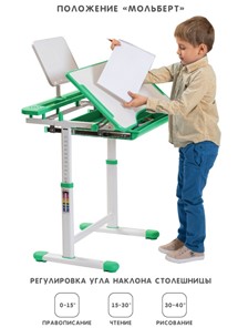 Растущие парта + стул SET HOLTO-17А, зеленый в Ульяновске - предосмотр 2