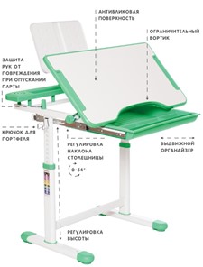 Растущие парта + стул SET HOLTO-17А, зеленый в Ульяновске - предосмотр 5