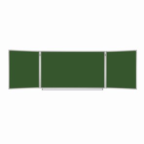 Доска  для мела 3-х элементная 100х150/300 см, 5 рабочих поверхностей, зеленая, BRAUBERG, 231707 в Ульяновске - предосмотр