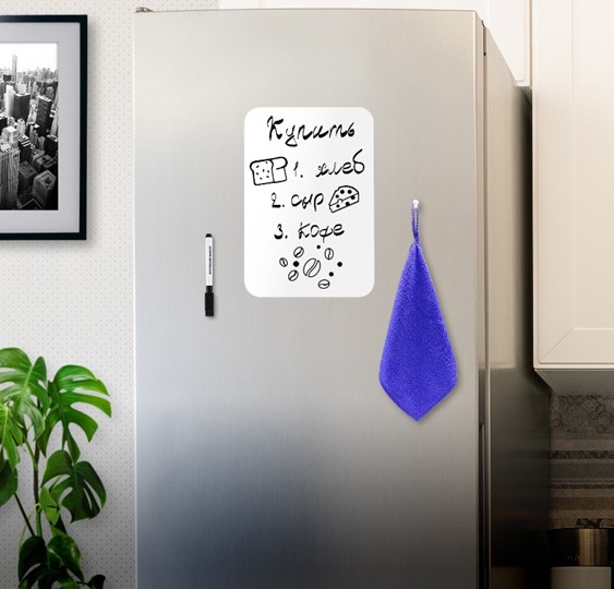 Доска магнитно-маркерная на холодильник BRAUBERG, 30х21 см с маркером, магнитом и салфеткой в Ульяновске - изображение 2